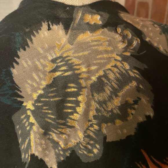 🆑Black Floral Multicolor Kimono OS EUC - Picture 2 of 3